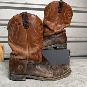 Double H AG7 Roper Mens Brown Leather Western Work Boots 3690 Size 11 D